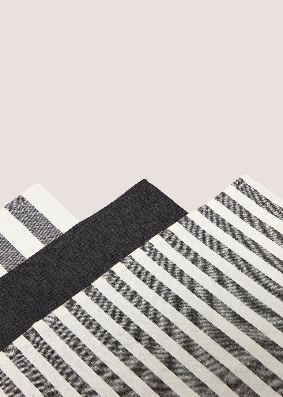 3 Pack Black Striped Tea Towels