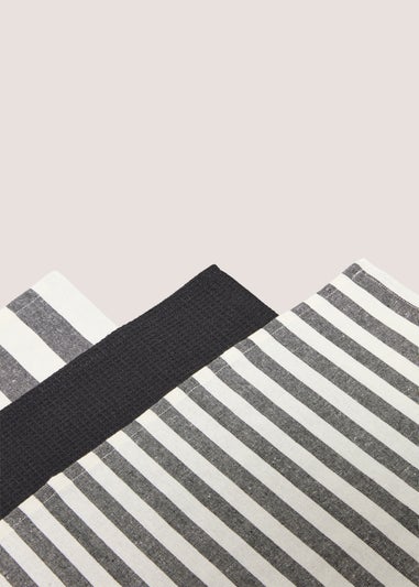 3 Pack Black Striped Tea Towels