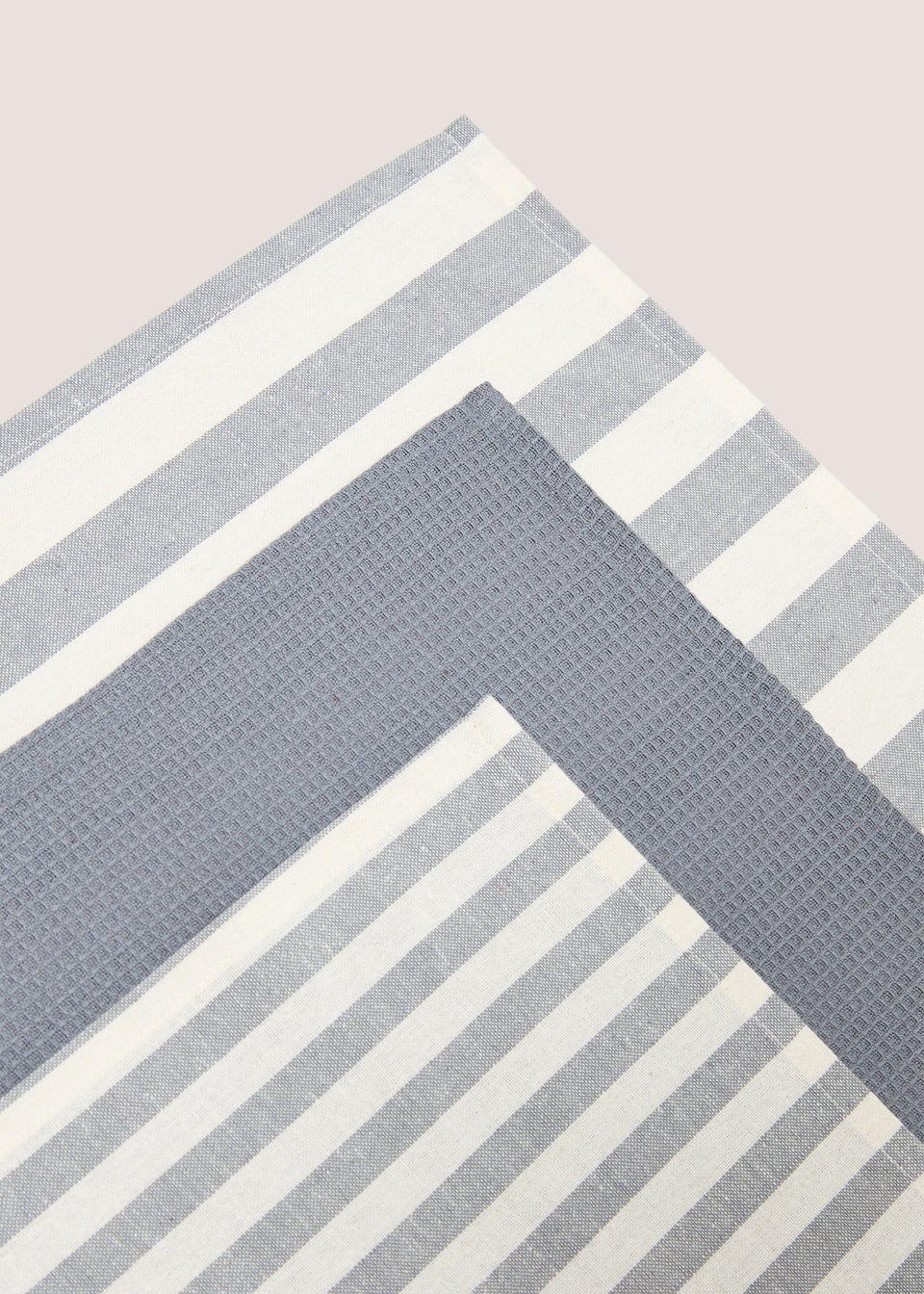 3 Pack Grey Striped Tea Towels