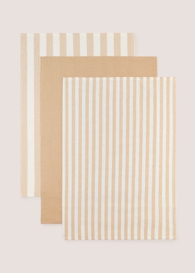 3 Pack Natural Striped Tea Towels