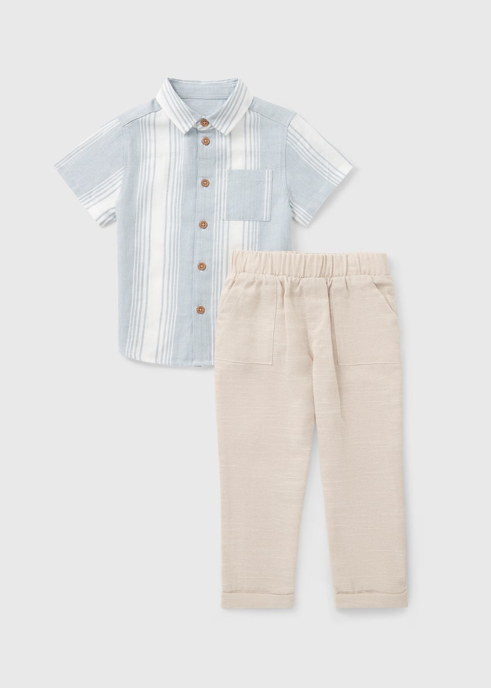Boys Blue Stripe Shirt & Trouser Set (1-7yrs)