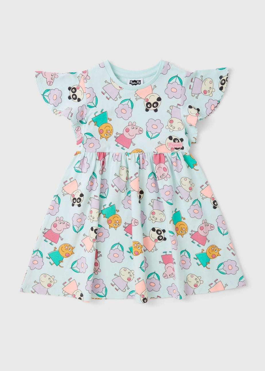 Peppa Pig Girls Blue Frill Jersey Dress (1-5yrs)