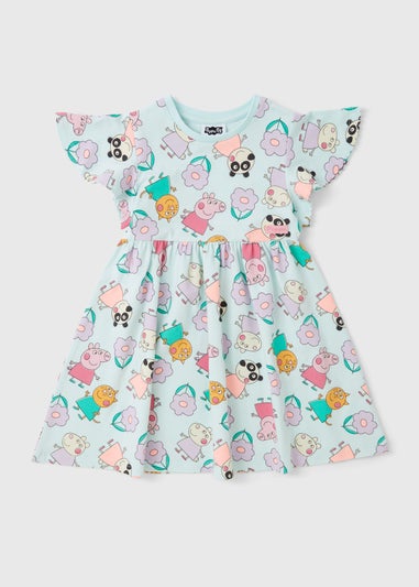 Peppa Pig Girls Blue Frill Jersey Dress (1-5yrs)