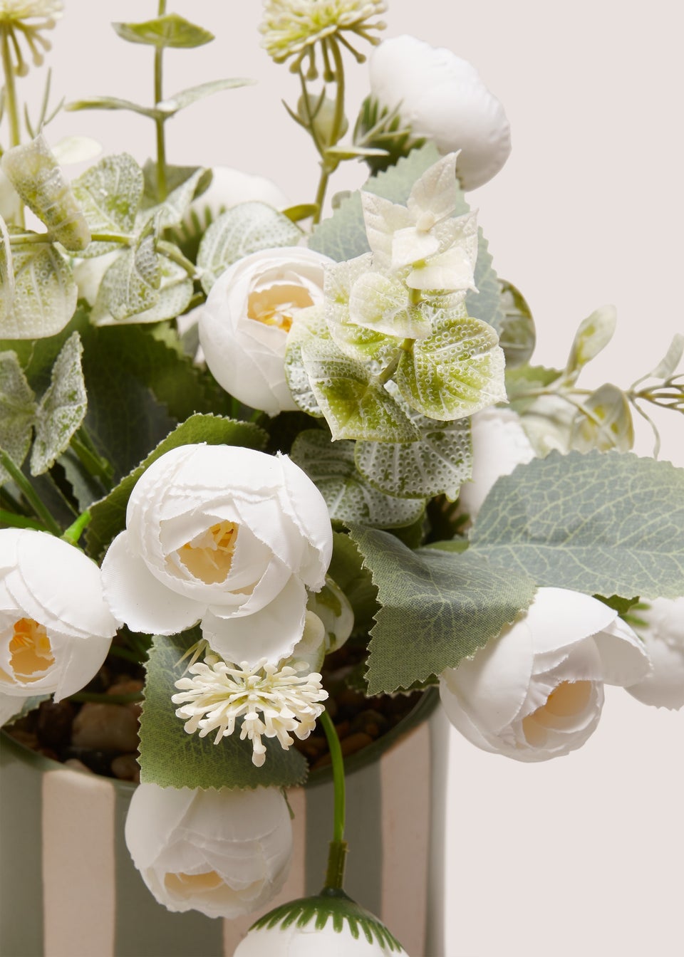 Peony Buds In Stripe Pot