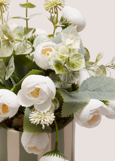 Peony Buds In Stripe Pot