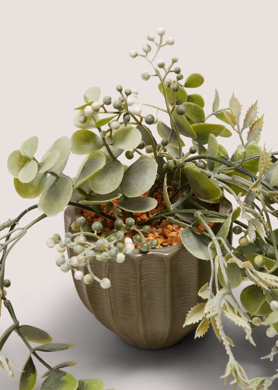 Trailing Plant In Green Ribbed Pot