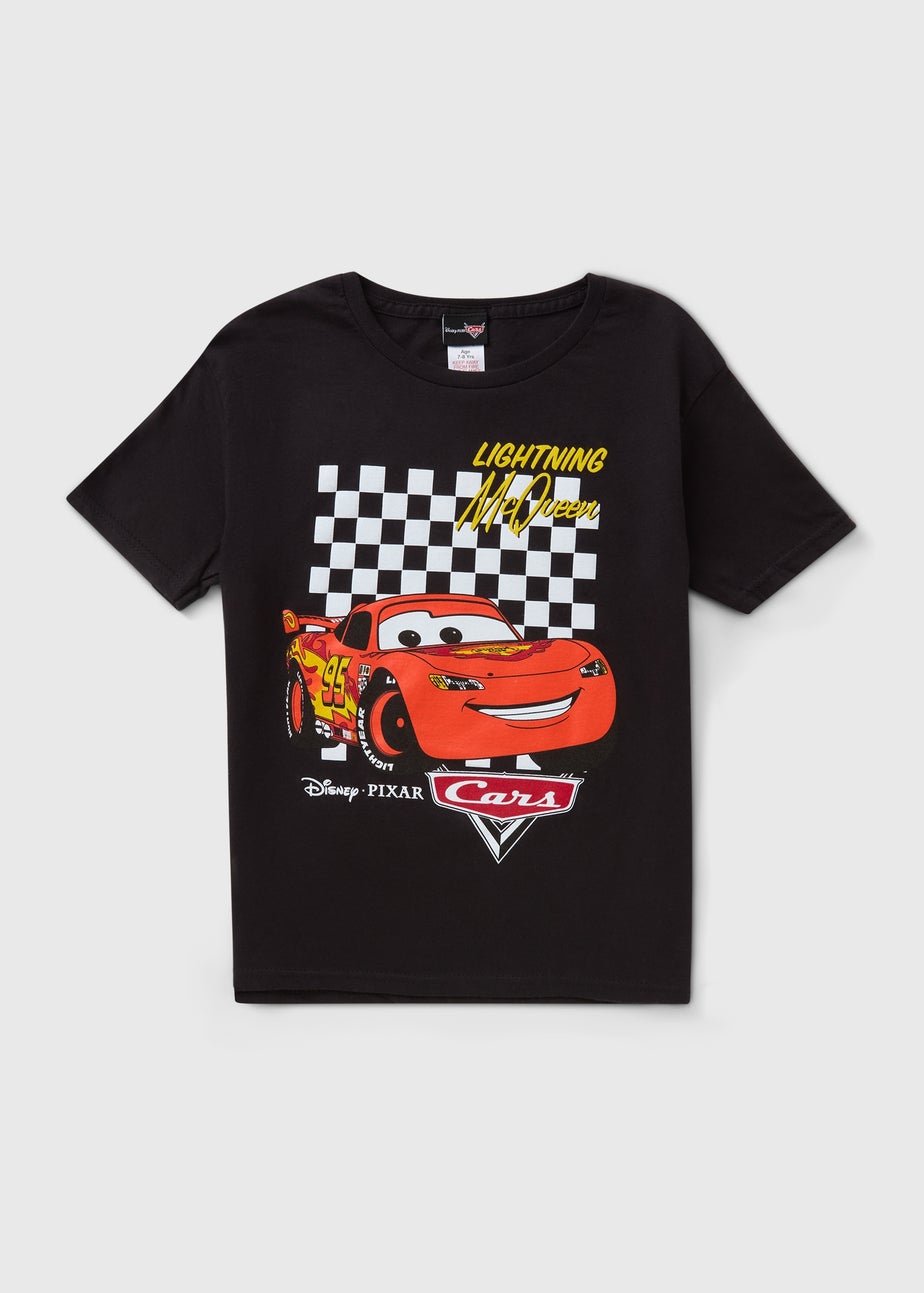 Cars Boys Black Checkerboard T-Shirt (3-8yrs)