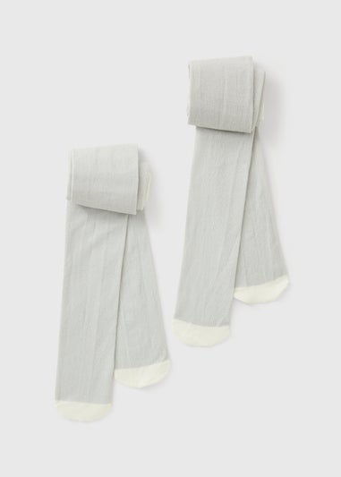 2 Pack Girls Silver Tights (4-13yrs)