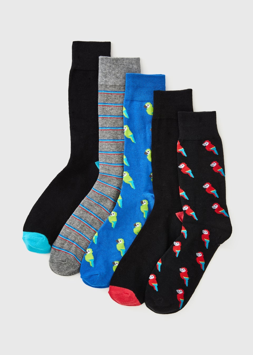 5 Pack Black Parrot Ankle Socks