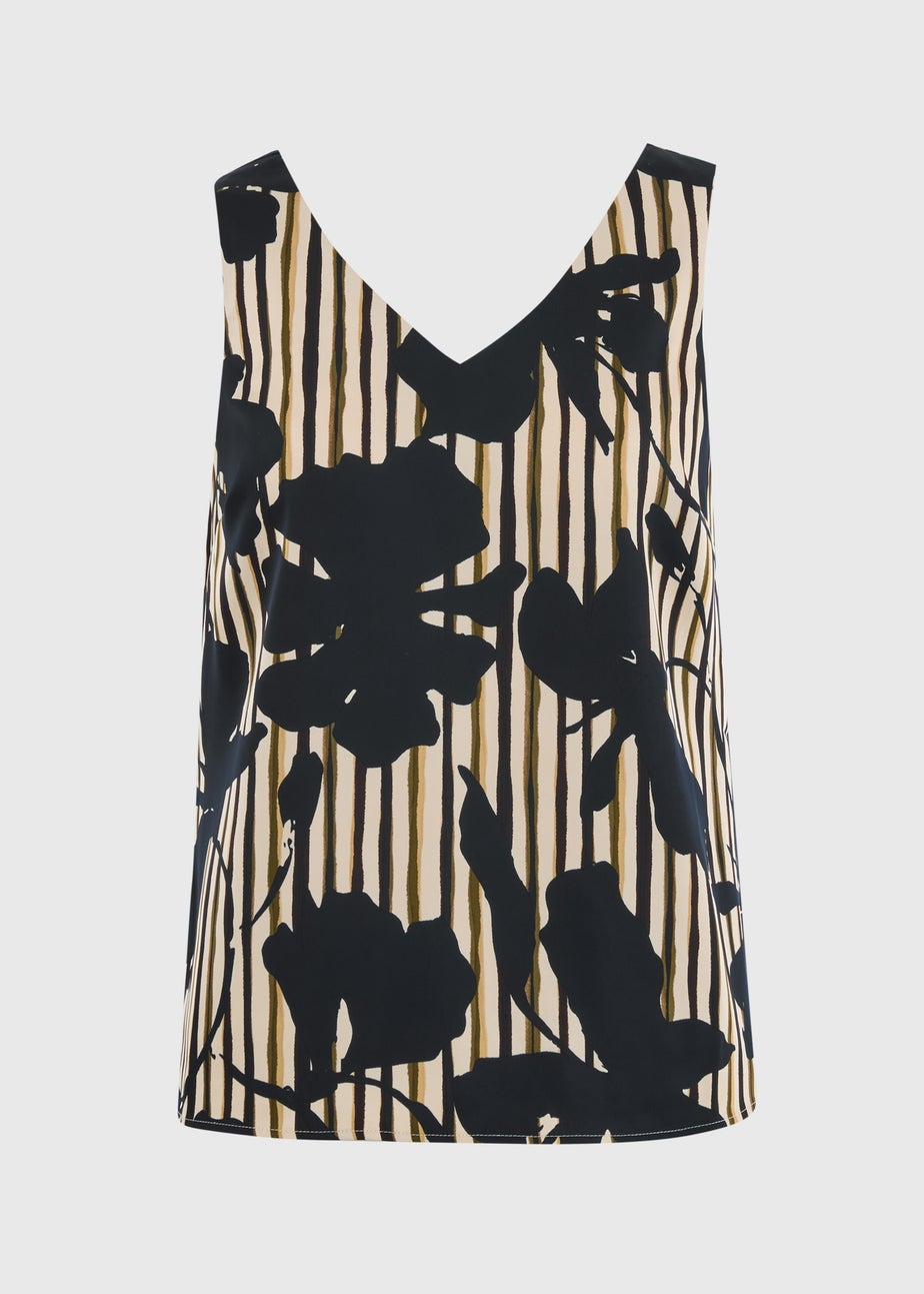 Et Vous Navy Floral Satin Co Ord Vest Top