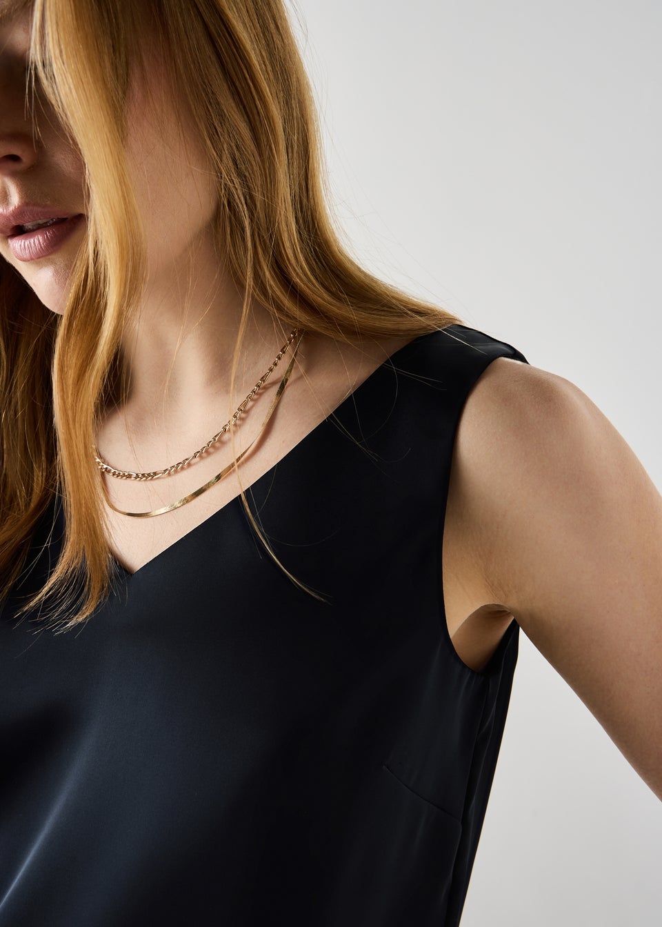 Et Vous Navy Satin Vest Top