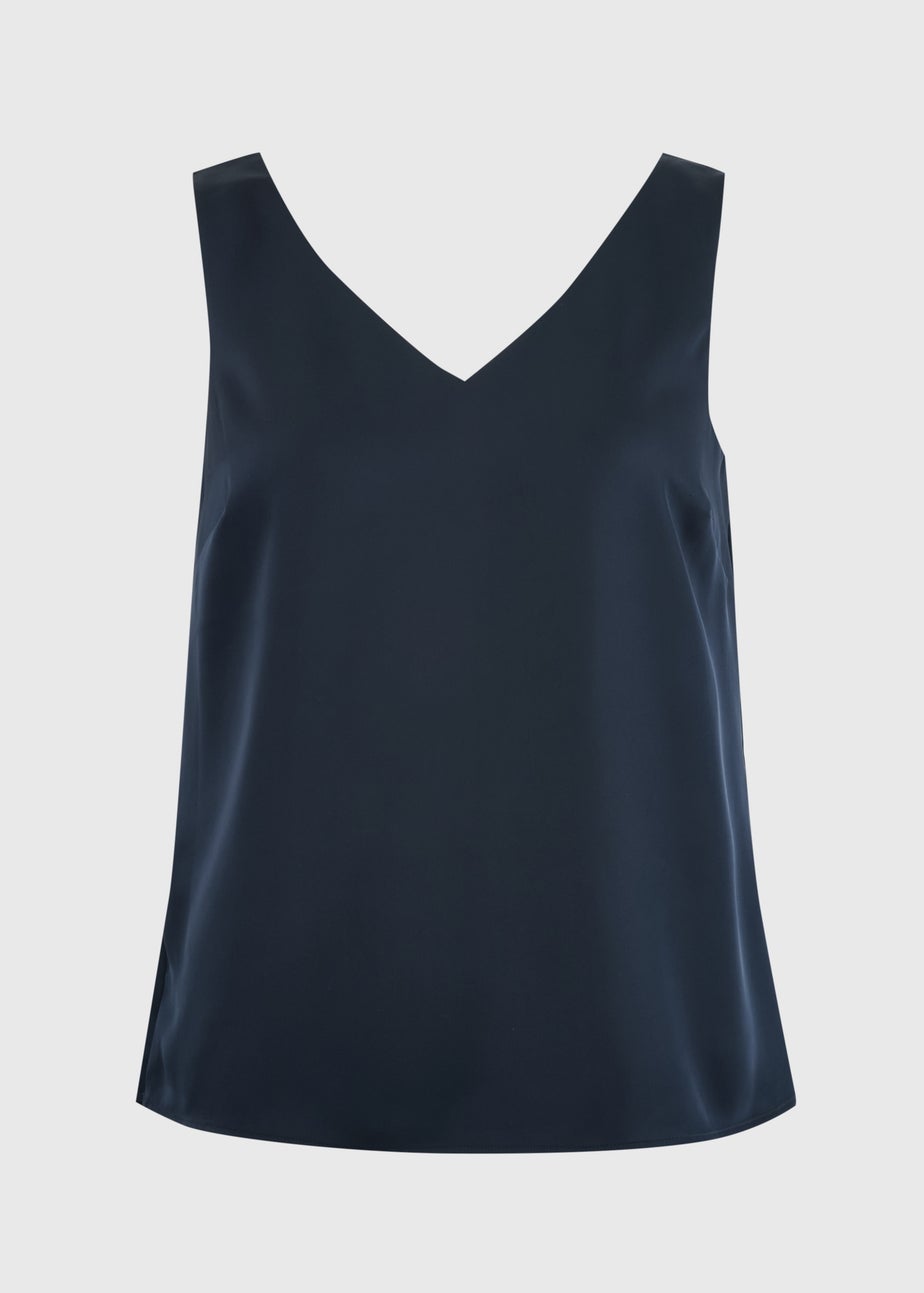Et Vous Navy Satin Vest Top