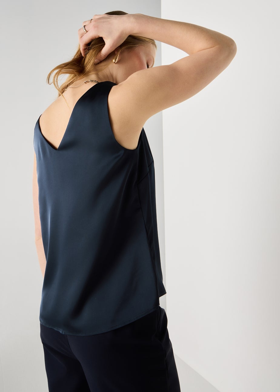 Et Vous Navy Satin Vest Top