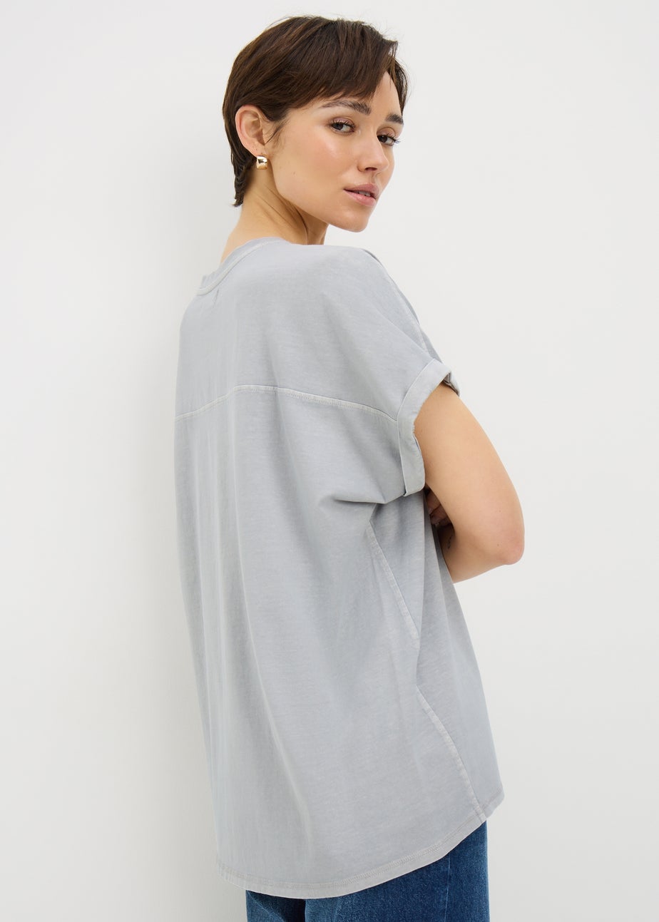 Blue Acid Wash Longline T-Shirt