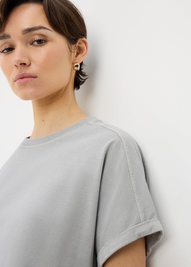 Blue Acid Wash Longline T-Shirt