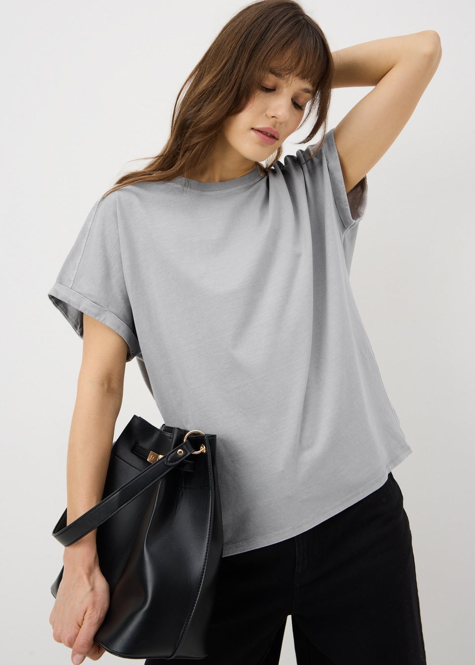 Blue Acid Wash Longline T-Shirt