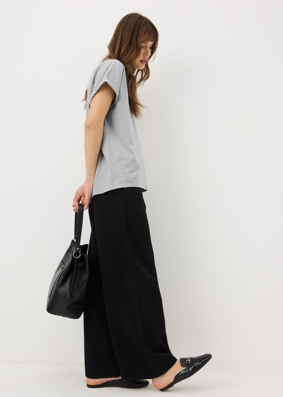 Blue Acid Wash Longline T-Shirt