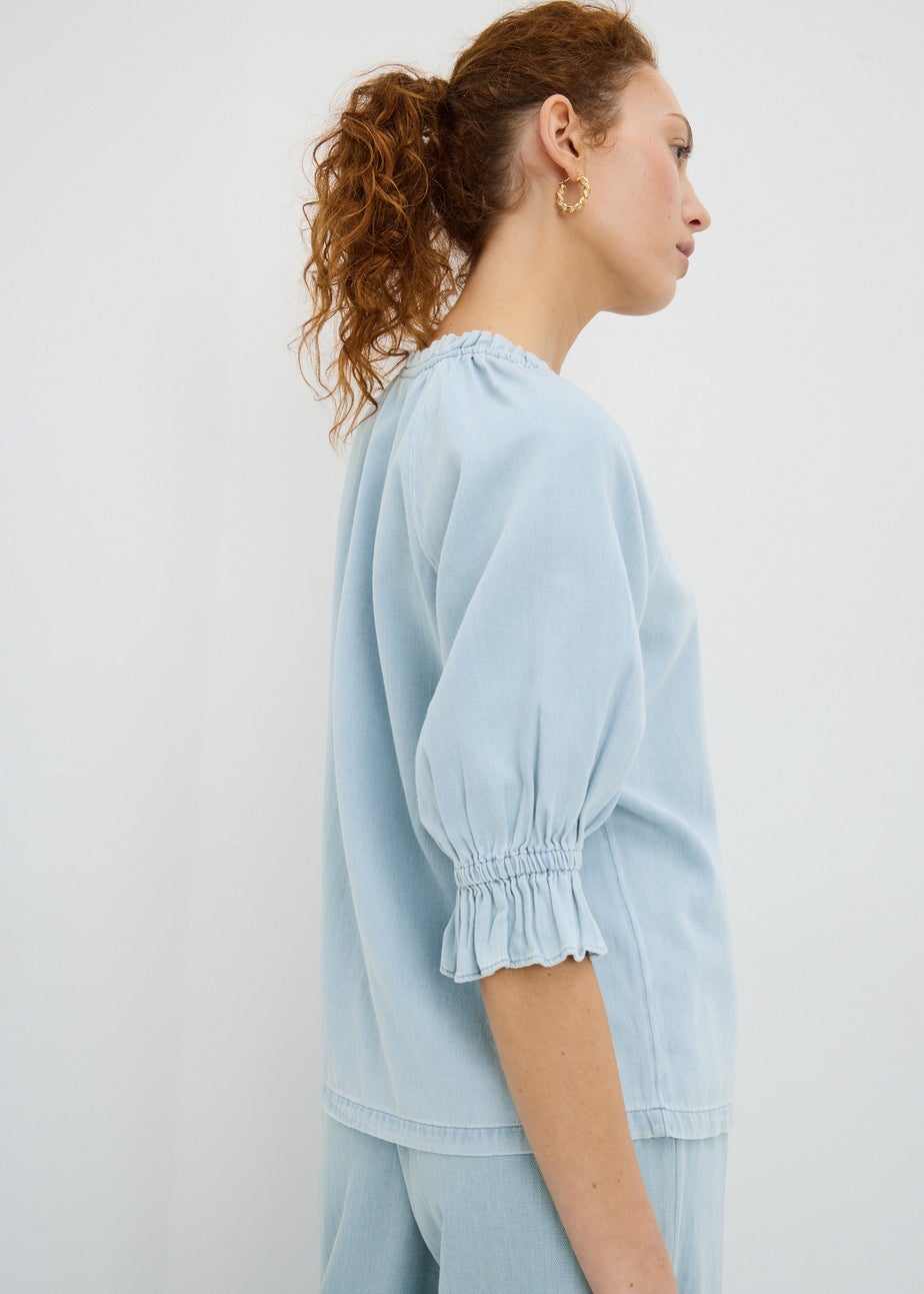 Blue Chambray Popover Co Ord Blouse