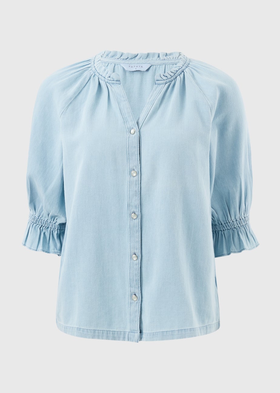 Blue Chambray Co Ord Popover Blouse