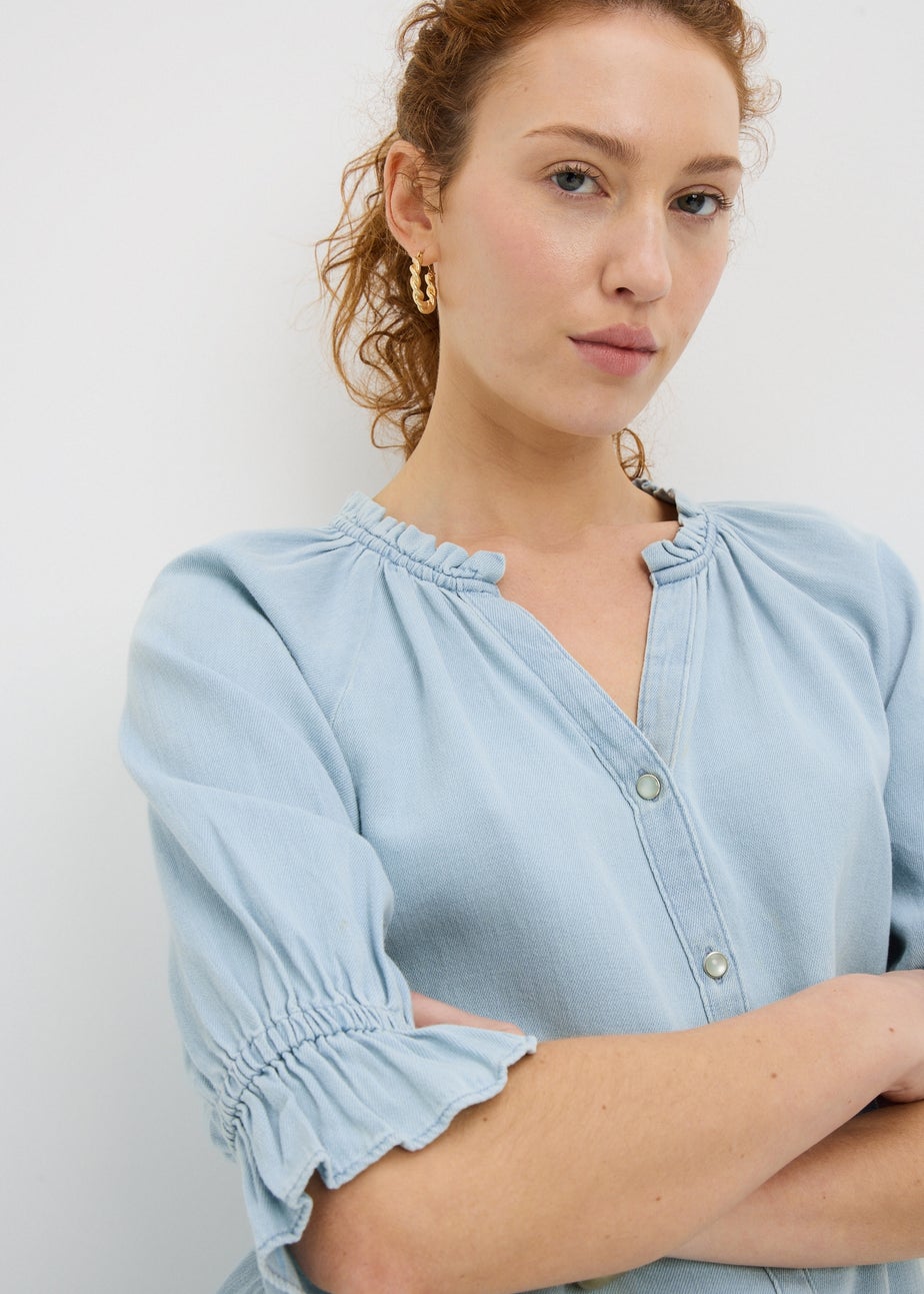 Blue Chambray Co Ord Popover Blouse