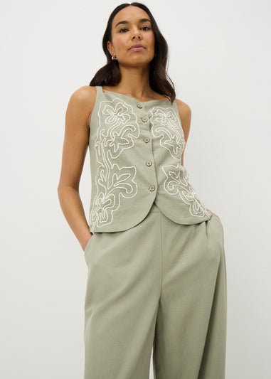 Sage Green Waistcoat Co Ord Top
