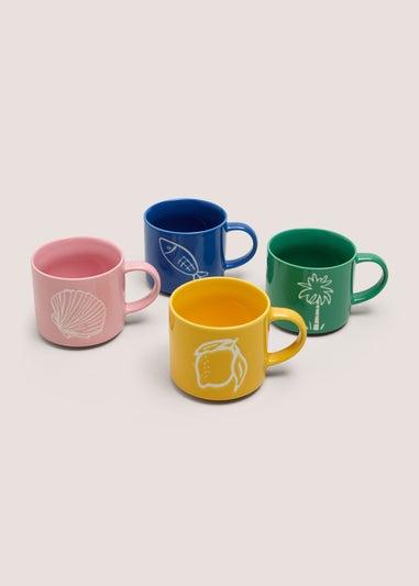 4 Pack Sorrento Wax Resist Mugs