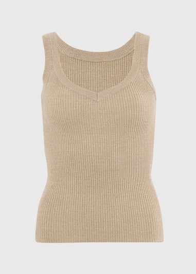 Et Vous Bronze Sparkle Knitted Vest Top
