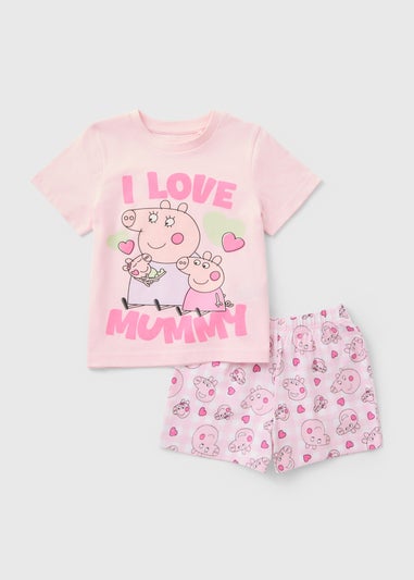 Peppa Pig Girls Pink I Love Mummy Pyjama Set (1-7yrs)