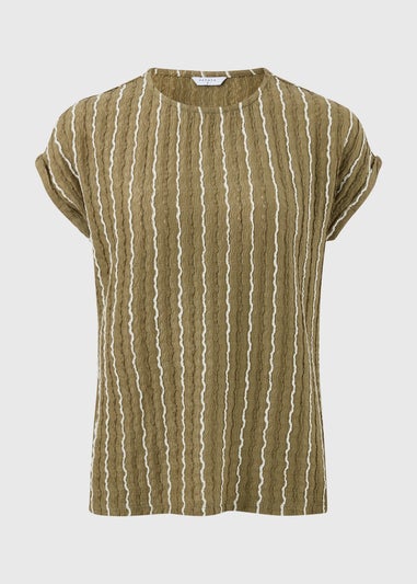 Khaki Stripe Co Ord Top