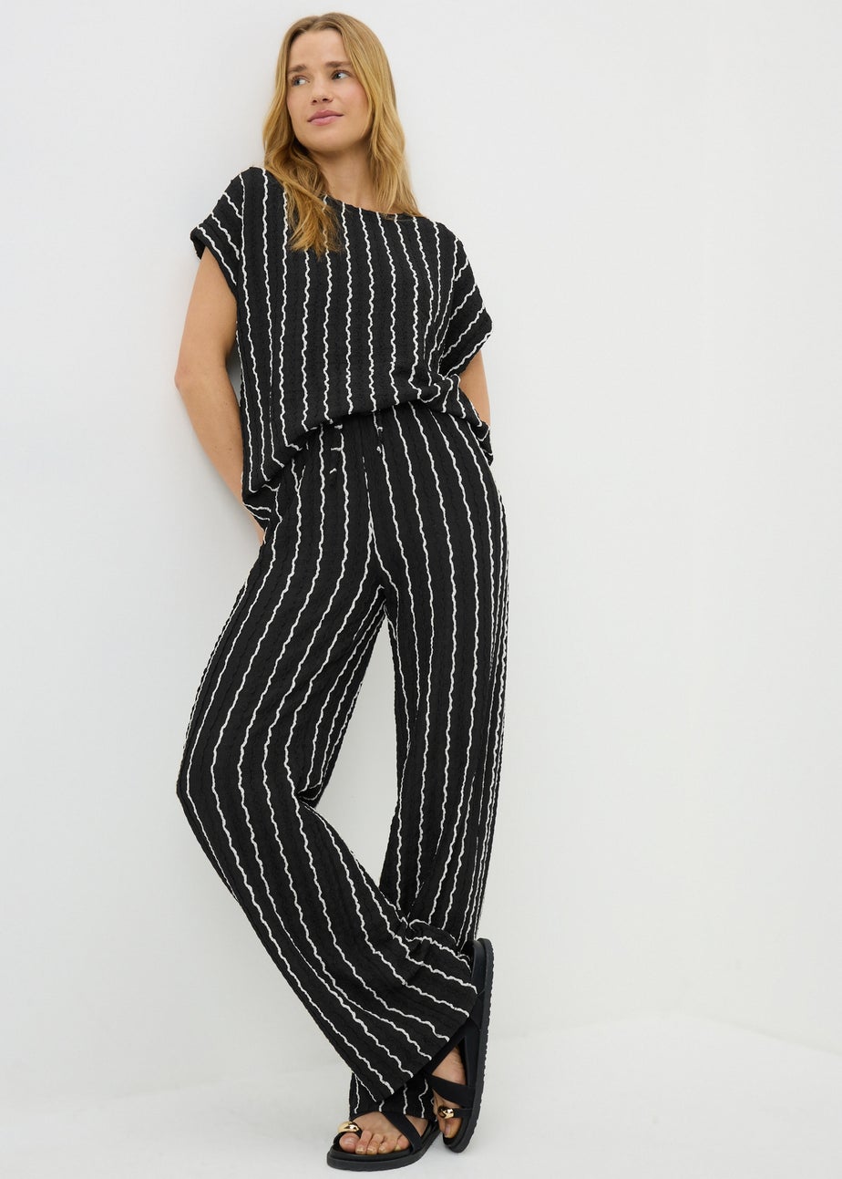 Black Stripe Co Ord Top