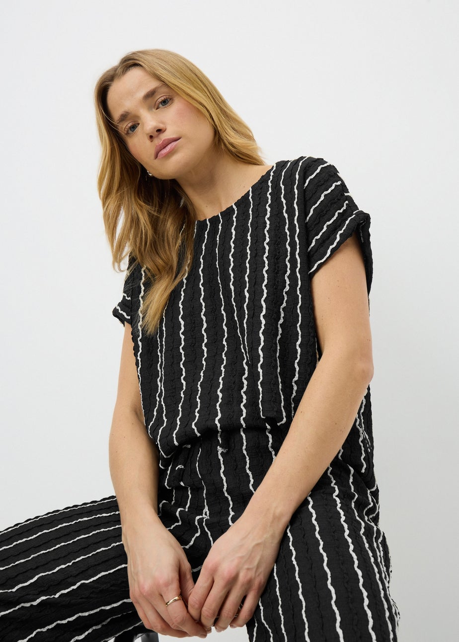 Black Stripe Co Ord Top