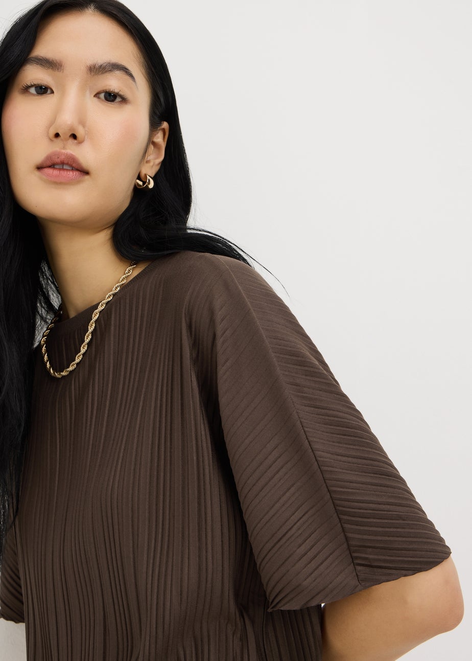 Chocolate Brown Pleated Co Ord Top