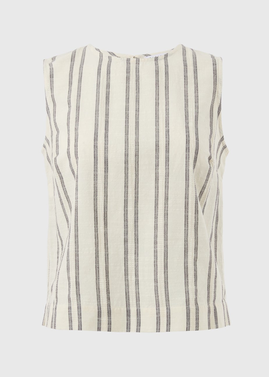 Cream Stripe Co Ord Vest Top