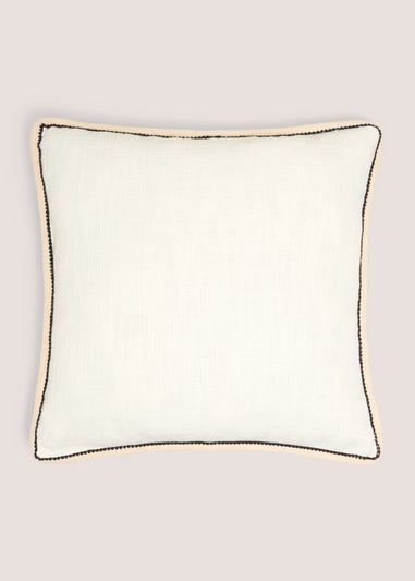 Ivory Textured Contrast Cushion