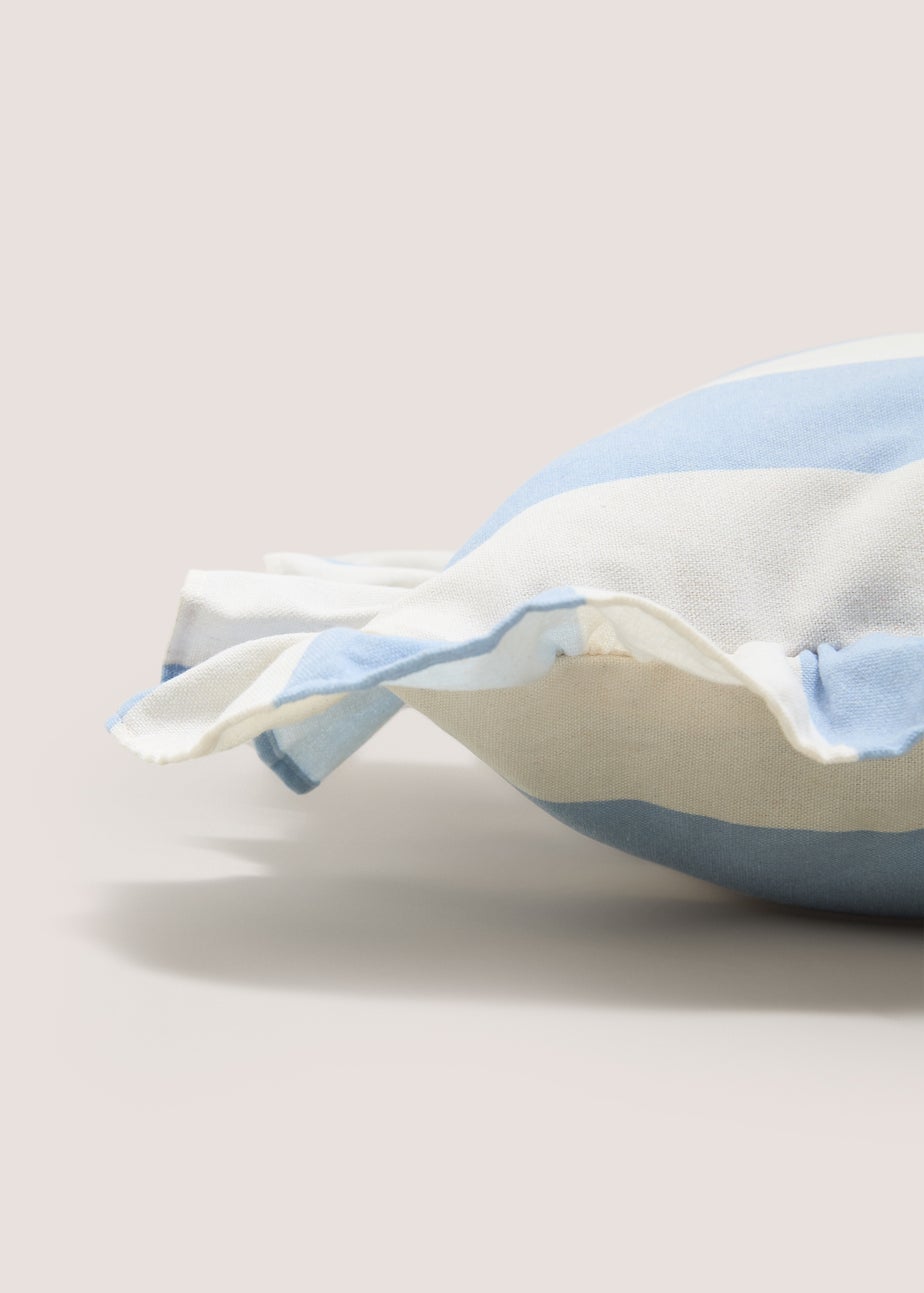 Blue Stripe Frill Cushion