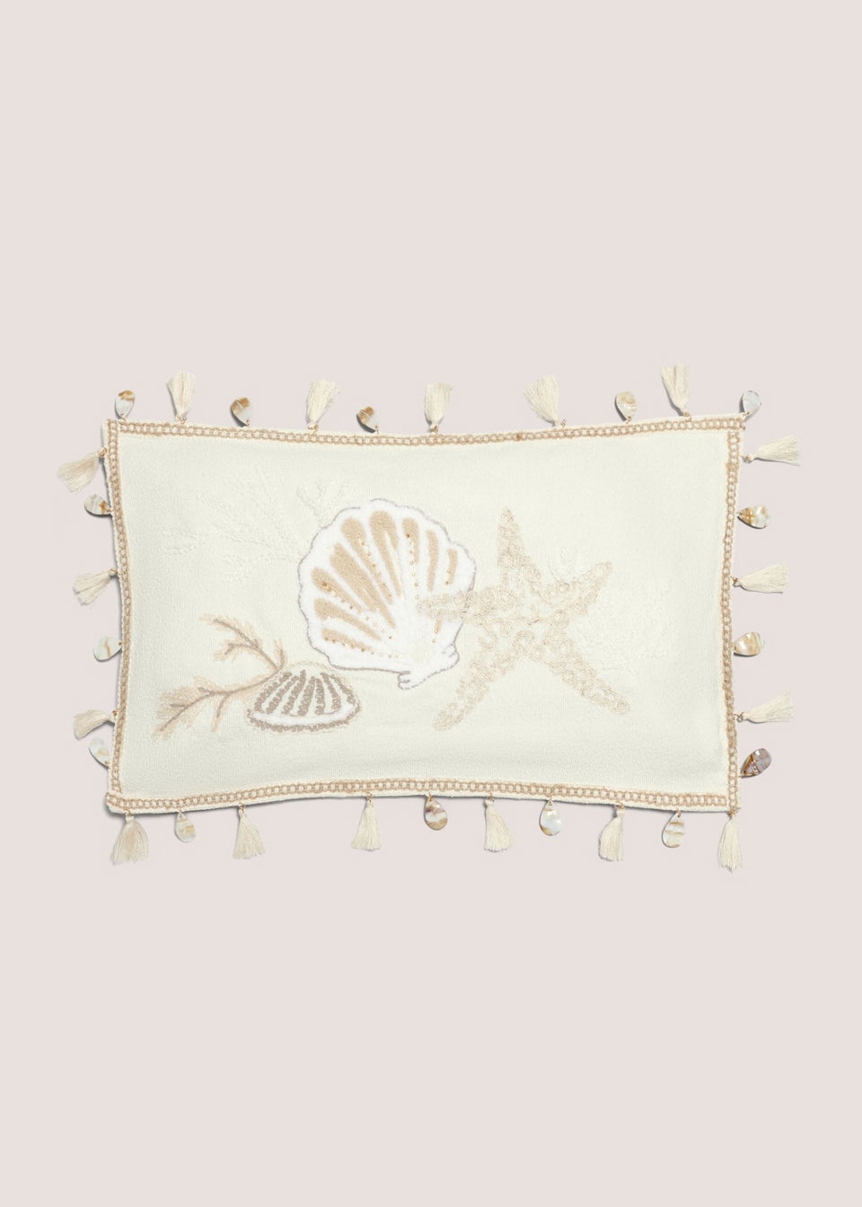 Natural Shell Embroidered Cushion