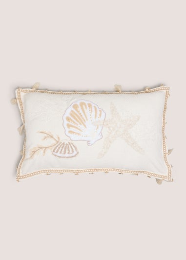 Natural Shell Embroidered Cushion