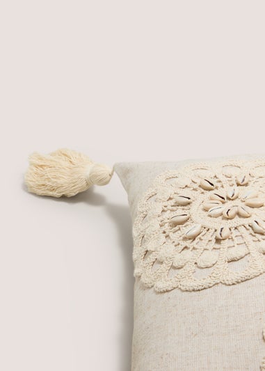 Natural Embroidered Global Cushion