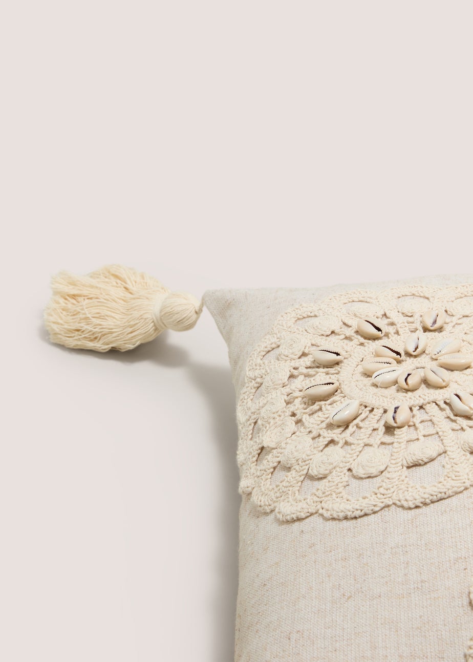 Natural Embroidered Global Cushion