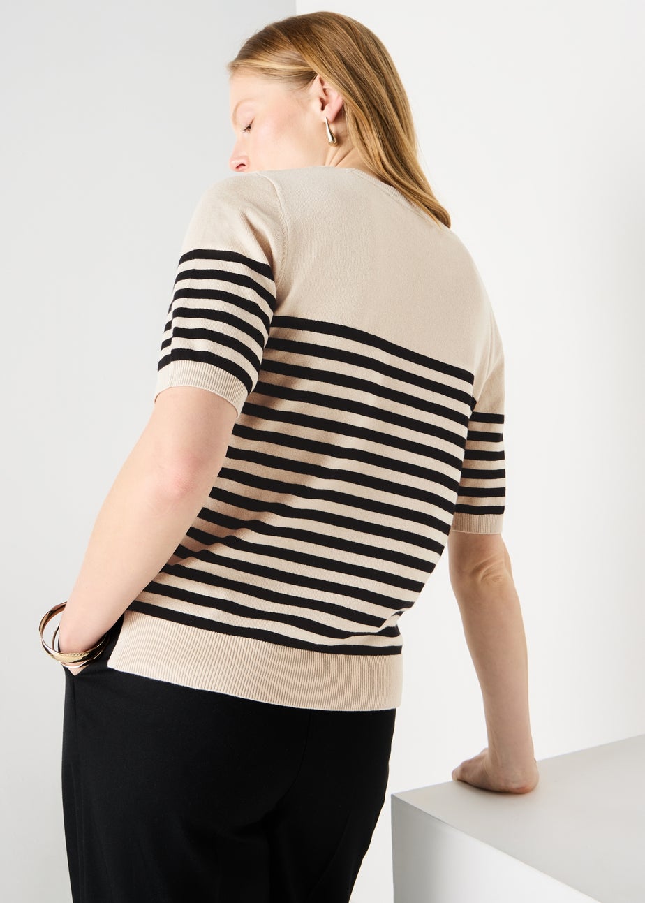 Et Vous Cream Stripe Fine Gauge Knitted Top