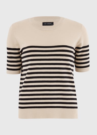 Et Vous Cream Stripe Fine Gauge Knitted Top