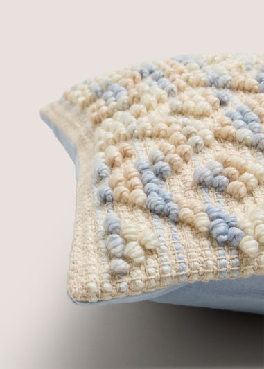 Blue Marl Bobble Diamond Cushion