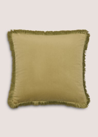 Green Fringe Cushion