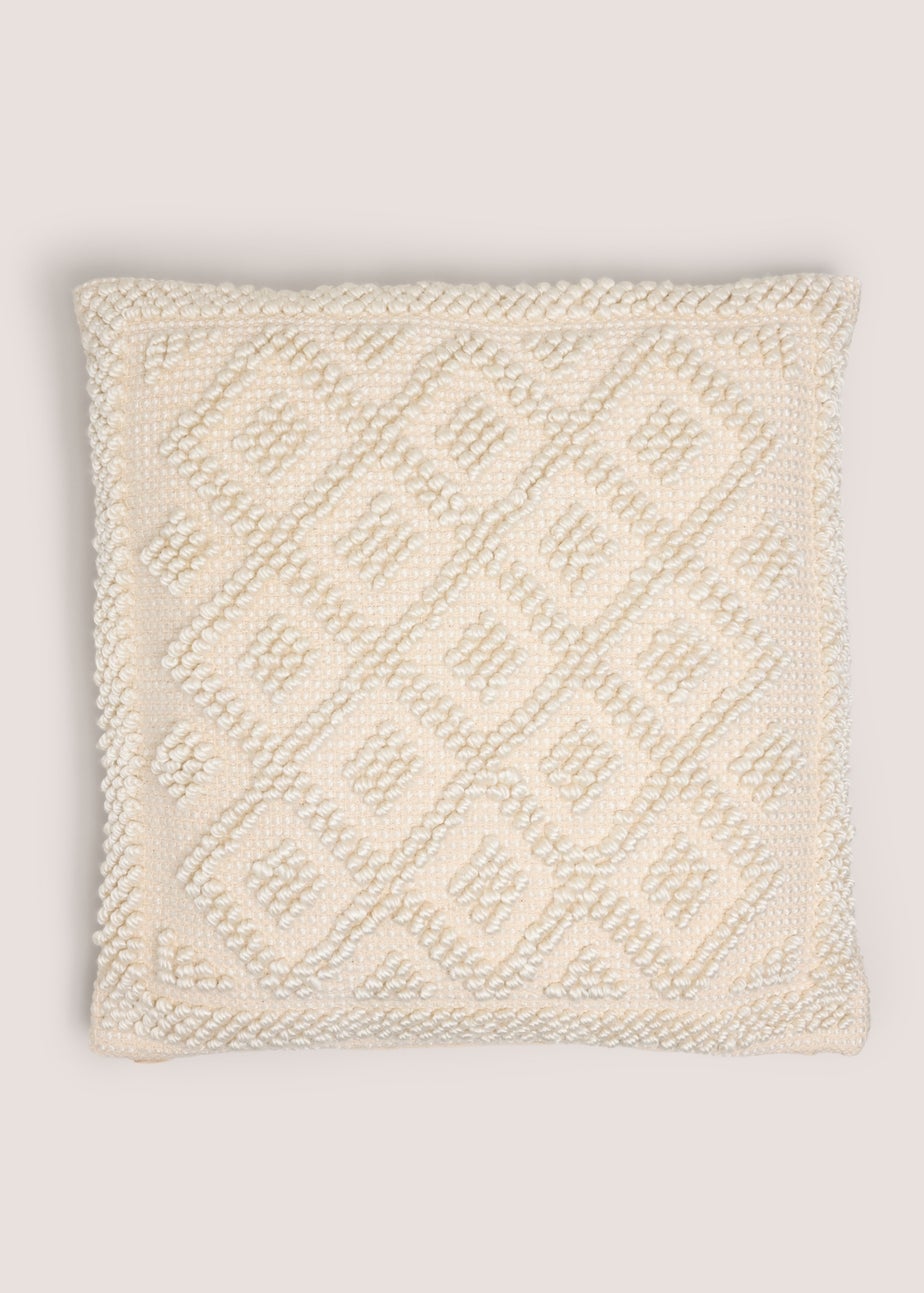 Natural Bobble Diamond Border Cushion
