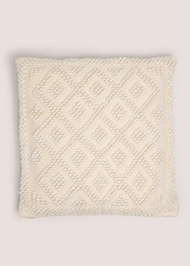 Natural Bobble Diamond Border Cushion