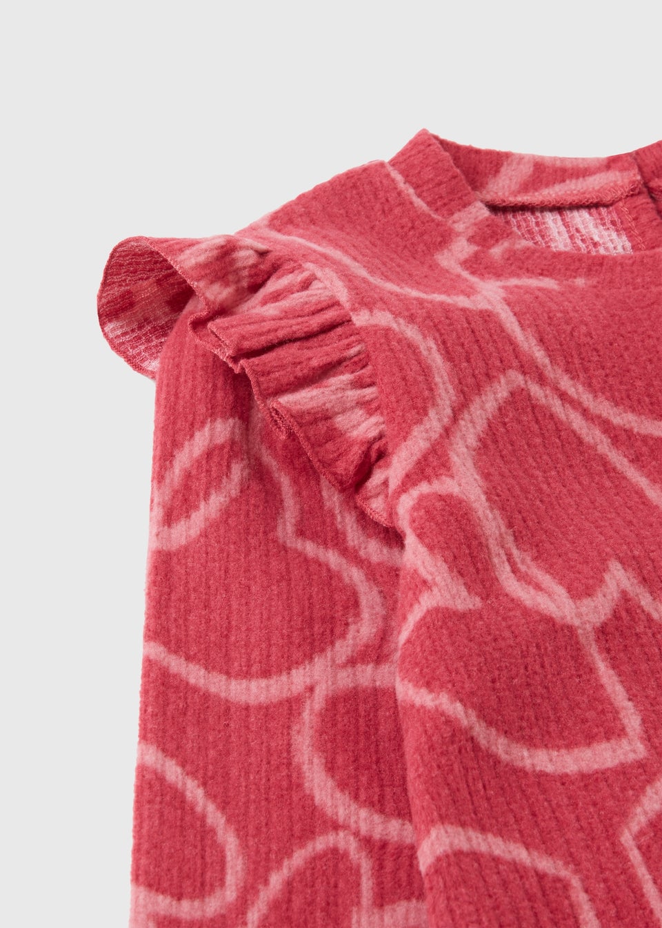 Girls Pink Heart Brushed Ribbed Top & Legging Set (1-7yrs)