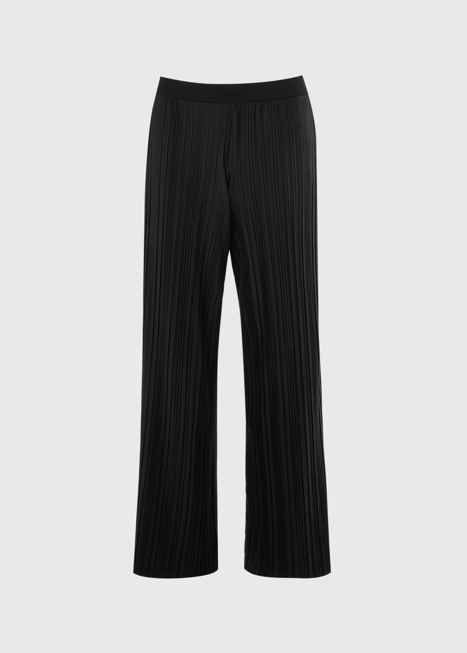 Black Plisse Wide Leg Co Ord Trousers