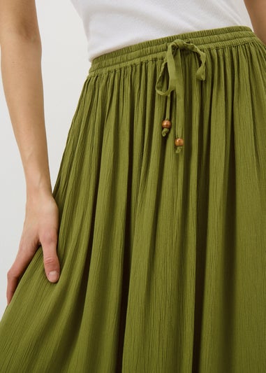 Khaki Cheesecloth Maxi Skirt