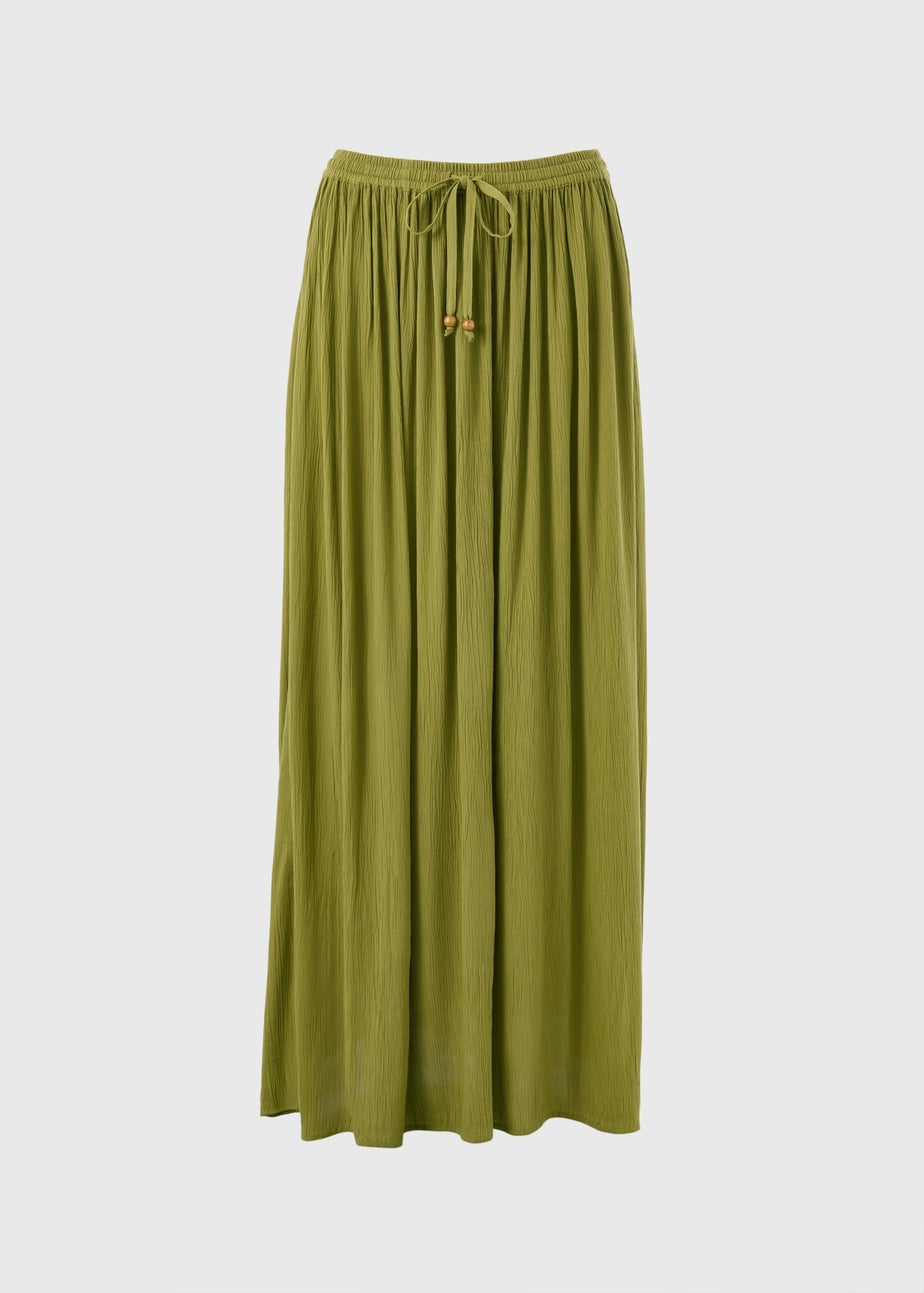 Khaki Cheesecloth Maxi Skirt