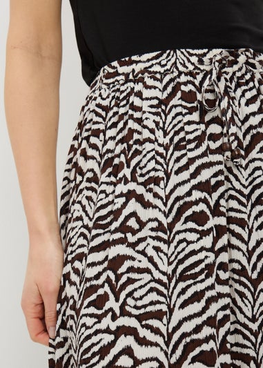 Brown Zebra Print Cheesecloth Maxi Skirt